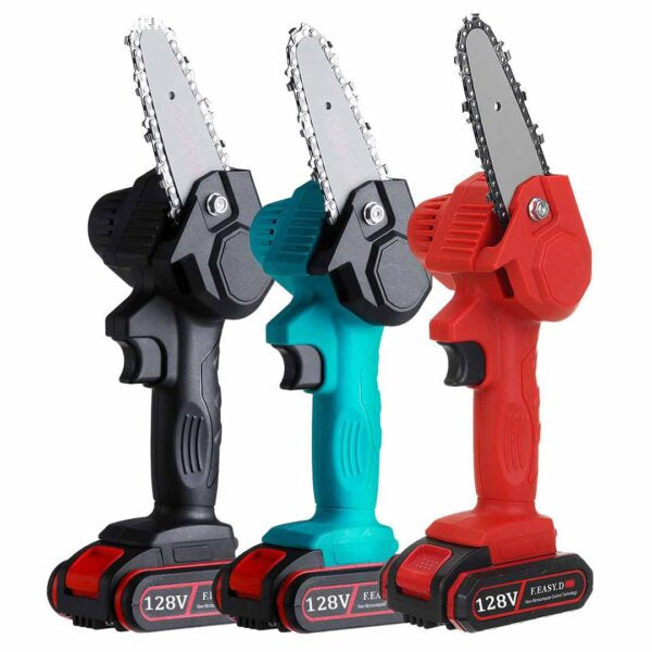 Mini Fierăstrău Electric 4 Inch – 10 cm, 1080W, 2 Acumulatori 36V, Portabil cu 1 Lanț + 1 Lamă Cadou, Tăiere Lemn și Crengi, Ideal pentru Grădină și Gospodărie