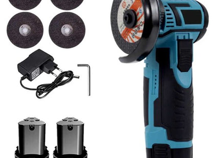 Mini Polizor Unghiular Electric 12V, 2 Acumulatori Reîncărcabili, 4 Discuri Incluse, Disc 76 mm, Design Compact și Puternic, Ideal pentru Tăiere, Polizare și Debavurare