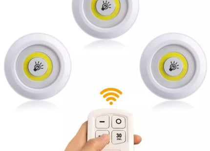 Set 3 Lămpi LED Portabile cu Telecomandă Inclusă, Montaj Fără Fir, Reglare Intensitate și Timer, Alimentare pe Baterii, Ideal pentru Dulap, Noptieră, Bucătărie sau Hol