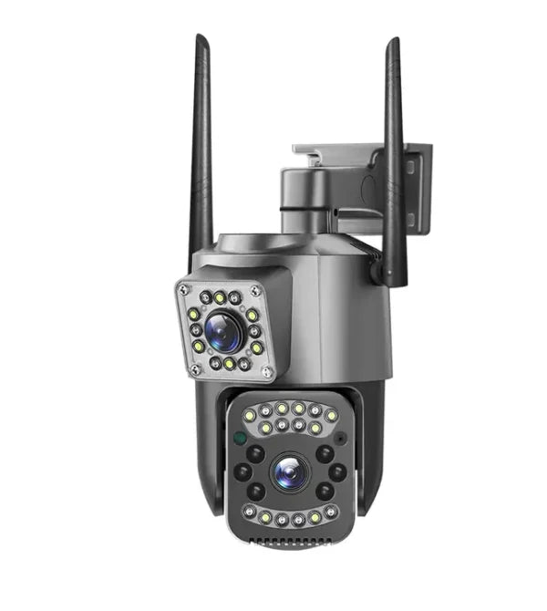 Cameră Supraveghere WiFi Dual-Lens 4MP, Viziune Nocturnă IR și Color, Audio Bidirecțional, Detecție Mișcare Smart, Carcasă IP66 Rezistentă la Intemperii, Compatibilă Android și iOS