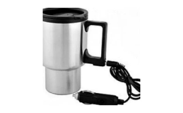 Cană Termos Auto cu Încălzire 12V – Capac Etanș, Conectare la Bricheta Mașinii, Inox Interior, Ideală pentru Cafea și Ceai în Călătorii, 450 ml