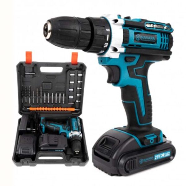 Bormașină cu Acumulator 24V 3Ah, Set 24 Piese, 2 Acumulatori Incluși, Cuplu 30Nm, Mandrină Rapidă 10 mm, Valiză Transport, Ideală pentru Găurit și Înșurubat