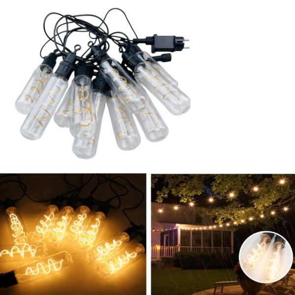 Ghirlandă Luminoasă 5M cu 10 Becuri LED Model Spirală, Lumină Caldă Decorativă, Alimentare USB, Design Vintage Industrial, Pentru Interior și Exterior, Ideală pentru Terasă, Dormitor sau Evenimente