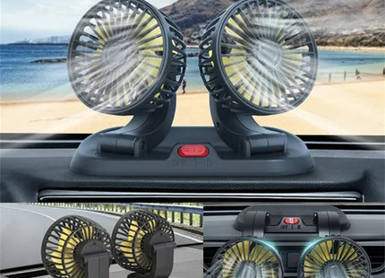 Ventilator de Răcire Auto 12V cu Prindere pe Bord sau Geam, 2 Viteze, Alimentare la Priză Auto, Cap Rotativ 360°, Silențios și Compact, Ideal pentru Zile Călduroase