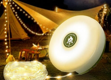 Lanternă 2 în 1 pentru Camping cu Ghirlande LED Anti-Încurcare, 8 Moduri de Iluminare, Reîncărcabilă USB, Portabilă, Ideală pentru Cort, Drumeții, Terasă sau Decor Festiv