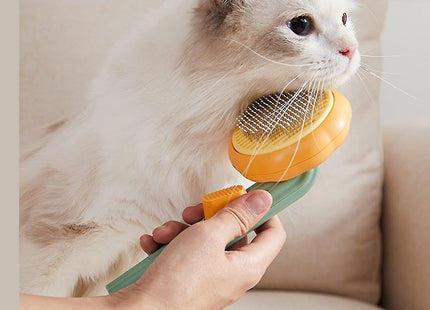 Perie pentru Părul Animalelor de Companie, Cu Buton de Curățare Rapidă, Ideală pentru Câini și Pisici, Descurcare și Eliminare Blană Moartă, Mâner Ergonomic