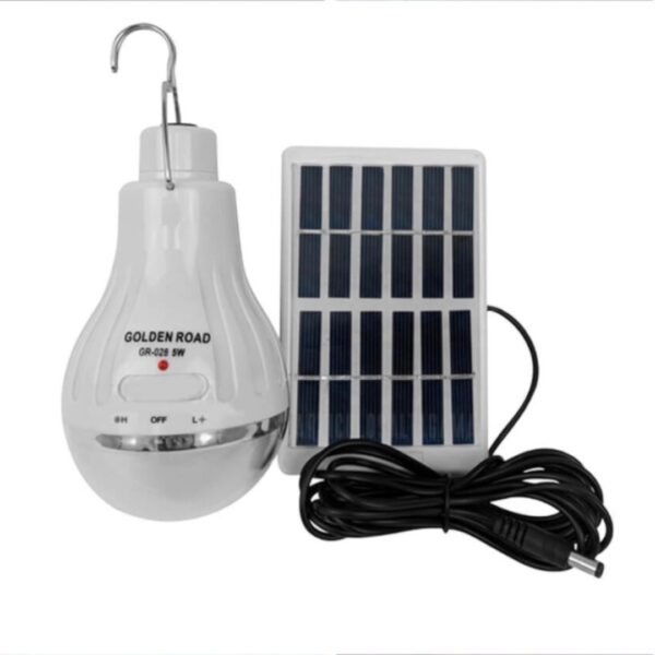 Bec cu LED-uri, Portabil cu Mini Panou Solar, Baterie Reincarcabila, 5W