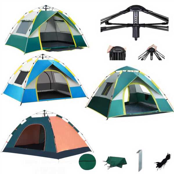 Cort Camping 2x1 m cu Deschidere Automată – Impermeabil, Protecție UV, 2 Uși cu Plasă Anti-Insecte, Ventilație Eficientă, Ideal pentru 1–2 Persoane