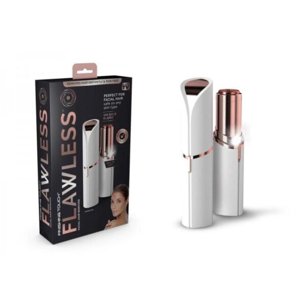 Epilator Facial Trimmer Portabil Flawless Finishing Touch, Aparat pentru Îndepărtarea Părului de Pe Față, cu LED, Lame Inox, Piele Sensibilă, Design Compact
