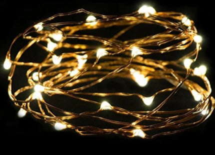 Ghirlanda luminoasa decorativa din Cupru 5m cu 50 LEDuri cu Baterii