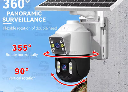 Cameră Supraveghere Wi-Fi și 4G cu Panou Solar, Rezoluție HD, Detecție Mișcare, Viziune Nocturnă, Audio Bidirecțional, Instalare Fără Fir, Suport Card SD
