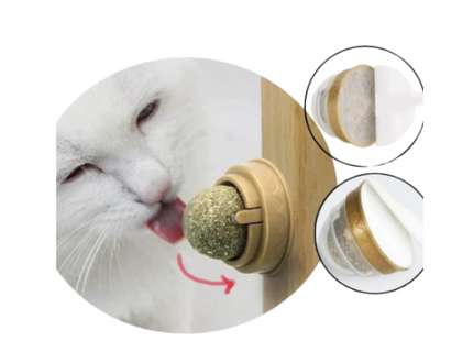 Jucărie pentru Pisici – Sferă din Iarbă Mâței Catnip, Naturală, Stimulare Antistres, Comestibilă și Lipibilă pe Suprafațe, Distracție și Relaxare pentru Pisici de Toate Vârstele