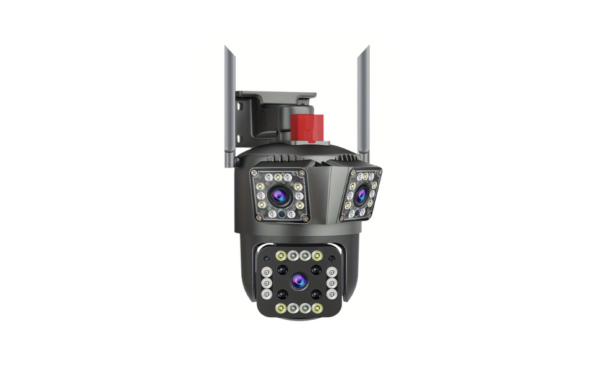 Cameră Supraveghere Wi-Fi Triplu Obiectiv 12MP, Zoom 10X, Detecție Mișcare Inteligentă, Alarmă Integrată, Control prin Aplicație, Conectivitate Dual-Band și Vizualizare Panoramică