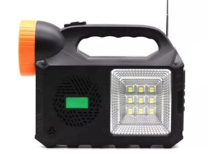Kit Solar de Iluminare GD Times GD-102, 80W, 3 Becuri LED, Boxă Bluetooth, Radio FM, Încărcare USB, Panou Fotovoltaic Inclus, Ideal pentru Exterior, Camping sau Urgențe