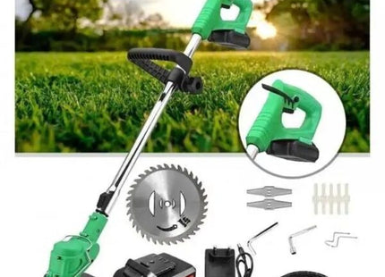 Motocoasă Electrică cu Acumulator 36V Inclus, 7 Lame și 1 Disc de Tăiere, Braț Reglabil, Ușoară și Silențioasă, Ideală pentru Iarbă, Plante și Vegetație Densă