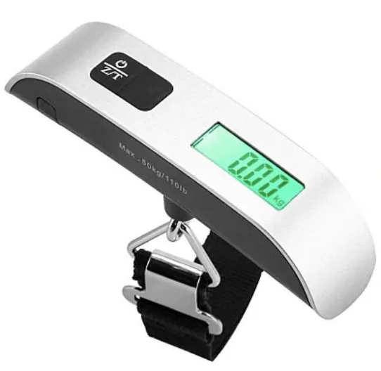 Cântar Electronic pentru Bagaj – Portabil, Precizie 50g, Capacitate 50 kg, Display LCD cu Iluminare, Funcție Tara, Indicator Suprasarcină, Ideal pentru Călătorii
