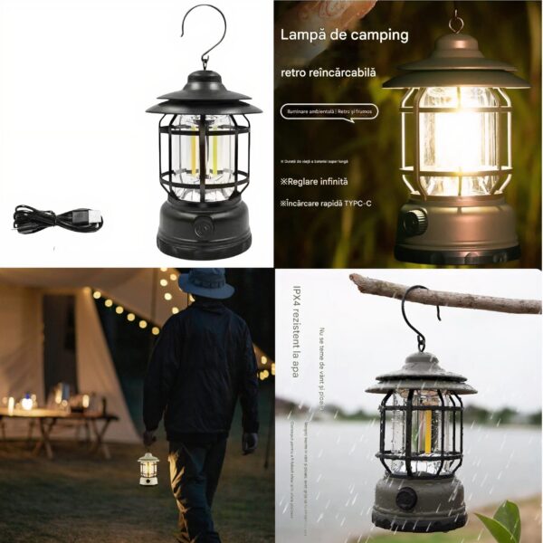 Lampă Portabilă LED 17x9 cm cu Reglare Luminozitate, Baterie Reîncărcabilă USB, Design Compact și Ușor, Iluminare Caldă sau Rece, Ideală pentru Birou, Noptieră, Camping sau Călătorii