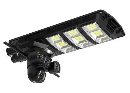 Lampă Solară LED 450W cu 3 Camere de Supraveghere 4G, Slot SIM, Rezoluție 12MP, Viziune Nocturnă, Audio Bidirecțional, Detectare Mișcare, Rotativă 360°, Protecție IP65