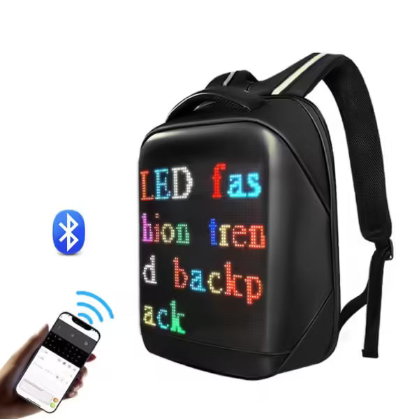 Rucsac Smart cu Display LED Programabil, USB Reîncărcabil, Ecran Animat RGB, Conectare prin Aplicație, Design Urban Antifurt, Compartimente Laptop și Organizare Eficientă, Impermeabil