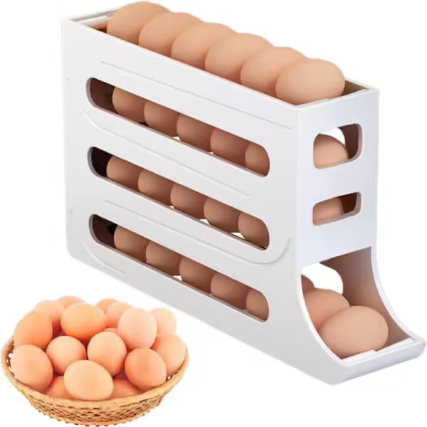Suport Organizator Ouă Frigider – 2 Nivele, Capac Transparent, Plastic BPA Free, Economisire Spațiu, Până la 32 Ouă, Ideal pentru Depozitare Igienică