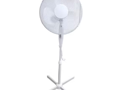 Ventilator cu Picior 50W, Înălțime Reglabilă până la 40 Inch, 3 Trepte de Viteză, Oscilație Laterală, Silențios, Bază Stabilă, Culoare Albă