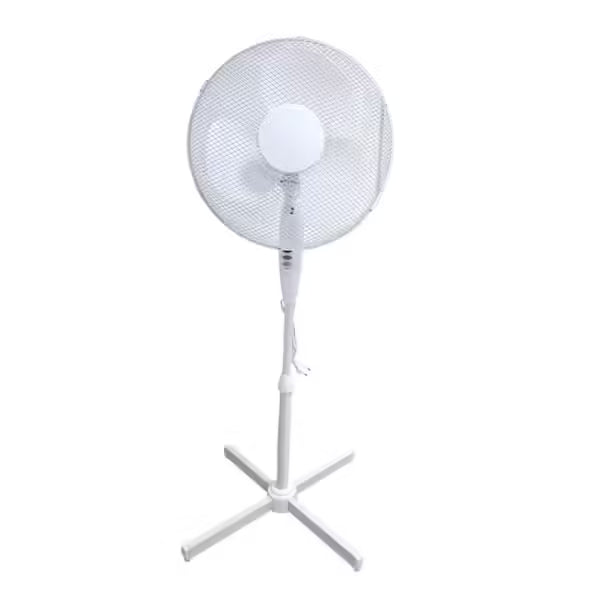 Ventilator cu Picior 50W, Înălțime Reglabilă până la 40 Inch, 3 Trepte de Viteză, Oscilație Laterală, Silențios, Bază Stabilă, Culoare Albă