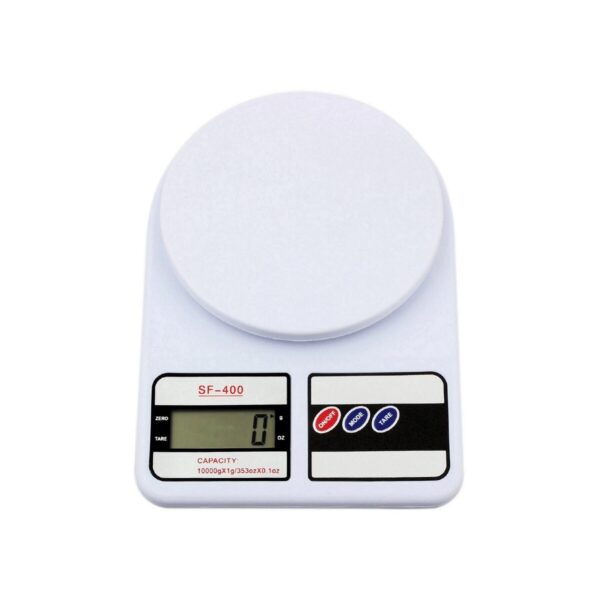 Cântar Digital de Bucătărie SF-400 – Capacitate 10 kg, Diviziune 1g, Funcție TARA, Afișaj LCD, Alimentare cu Baterii, Platformă Spațioasă, Design Compact
