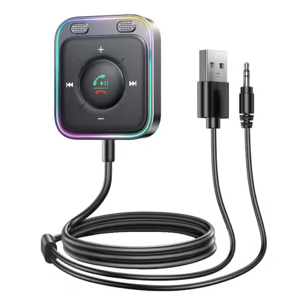 Modulator Bluetooth Auto cu Iluminare LED – Transmițător FM, Recepție Bluetooth, USB, Slot microSD, Hands-Free, Încărcare Rapidă, Compatibil iOS/Android