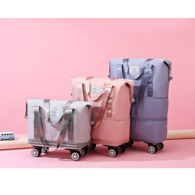 Geantă de Voiaj Pliabilă cu Roți și Mâner Telescopic, Design Compact și Extensibil, Ideală pentru Călătorii, Spațiu Generos, Ușor de Transportat și Depozitat