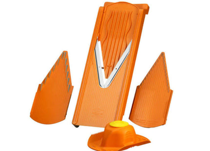 Răzătoare V pentru Fructe și Legume, Portocalie, Lamă Din Inox, Design Ergonomic, Tăiere Rapidă și Uniformă, Ușor de Curățat, Ideală pentru Bucătărie