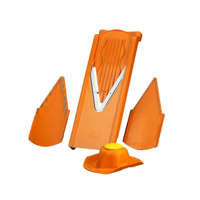 Răzătoare V pentru Fructe și Legume, Portocalie, Lamă Din Inox, Design Ergonomic, Tăiere Rapidă și Uniformă, Ușor de Curățat, Ideală pentru Bucătărie